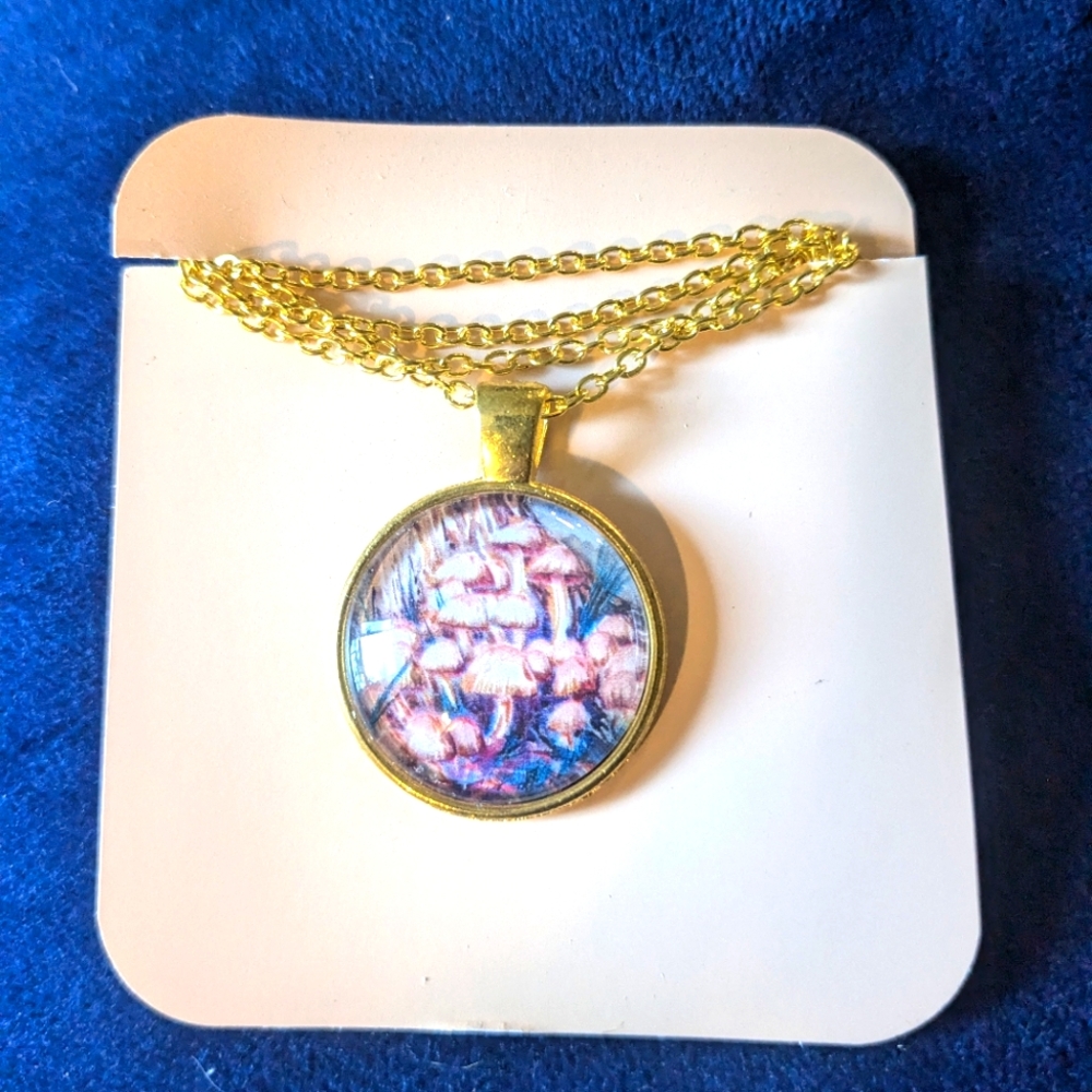 Mushroom cabochon necklace
